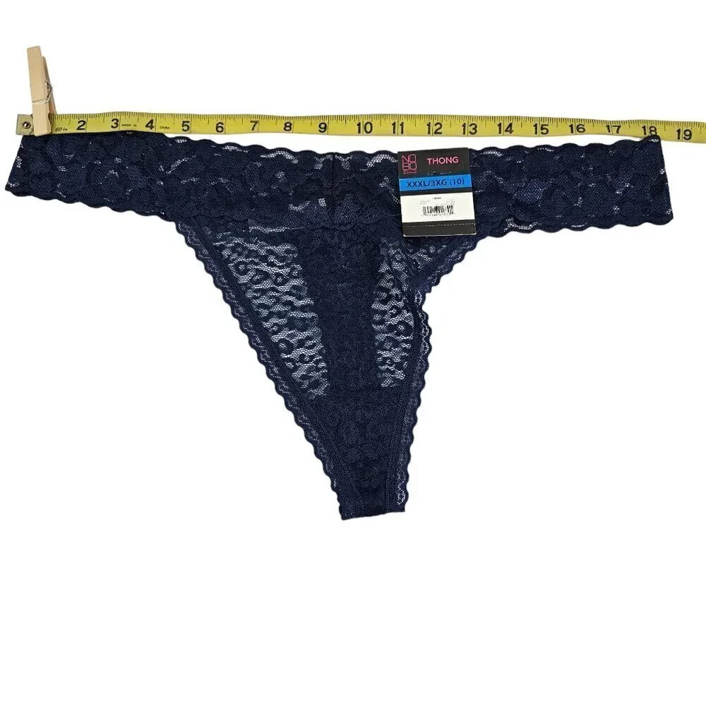 No Boundaries Women’s 3-Pack Multi-Color Seamless Lace Thong Panties – Size XXXL